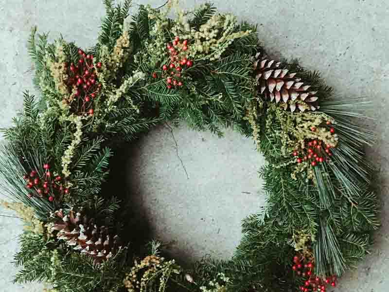 Christmas Wreath on table