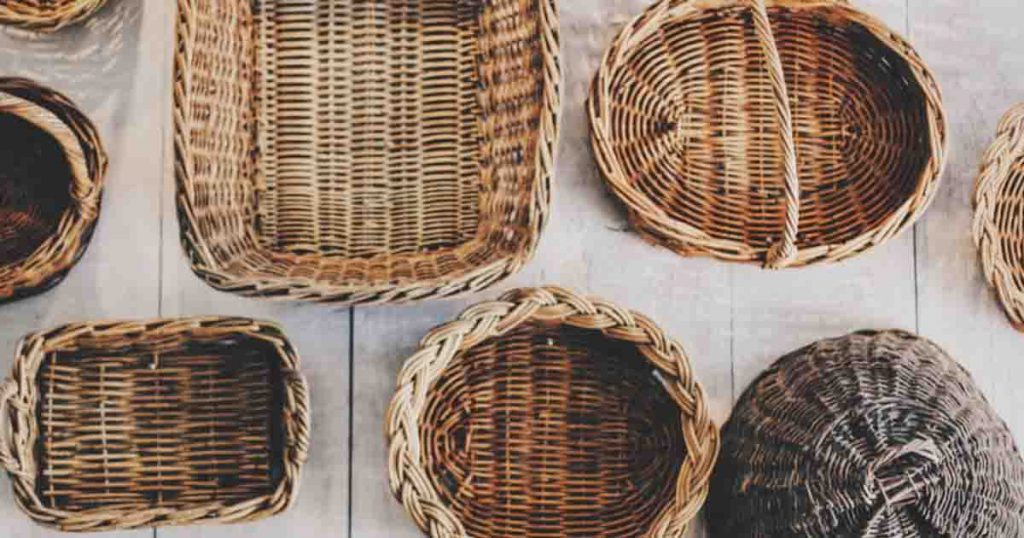 Baskets on the ground