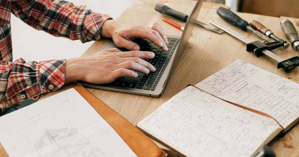 man working from home