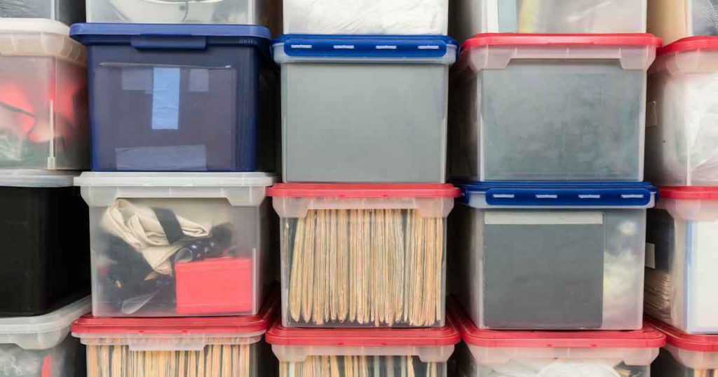 stacked storage bins